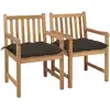 Image de vidaXL Chaises de jardin lot de 2 et coussins taupe Bois teck massif