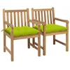 Image de vidaXL Lot de 2 Chaises de Jardin avec Coussins, Sièges de Terrasse, Chaises de Salle à Manger, Meubles de Patio Extérieur, Vert Vif Teck Massif
