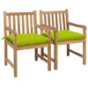 Image de vidaXL Chaises de jardin lot de 2 avec coussins vert vif Teck massif