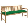 Image de vidaXL Banc de jardin avec coussin vert 175 cm Bois de teck massif