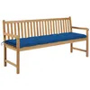 Image de vidaXL Banc de Jardin avec Coussin Banc de Terrasse Banc de Patio Meuble de Jardin Meuble d'Extérieur Bleu 175 cm Bois de Teck Massif