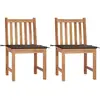 Image de vidaXL Chaises de jardin lot de 2 avec coussins Bois de teck massif