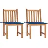 Image de vidaXL Chaises de jardin lot de 2 avec coussins Bois de teck massif