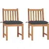 Image de vidaXL Chaises de jardin lot de 2 avec coussins Bois de teck massif