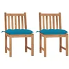 Image de vidaXL Lot de 2 Chaises de Jardin avec Coussins, Sièges de Terrasse, Chaises de Salle à Manger, Meubles de Patio Extérieur, Bois de Teck Massif