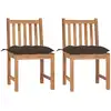 Image de vidaXL Chaises de jardin lot de 2 avec coussins Bois de teck massif
