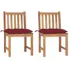 Image de vidaXL Chaises de jardin lot de 2 avec coussins Bois de teck massif