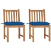 Image de vidaXL Lot de 2 Chaises de Jardin avec Coussins, Sièges de Terrasse, Chaises de Salle à Manger, Meubles de Patio Extérieur, Bois de Teck Massif