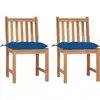 Image de vidaXL Chaises de jardin lot de 2 avec coussins Bois de teck massif