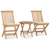 Image de vidaXL Teck Mobilier à Dîner d'Extérieur Pliable avec Coussin 3 pcs Salon de Jardin Mobilier de Terrasse Ensemble de Salle à Manger de Patio