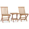 Image de Ensemble à manger d extérieur pliable avec coussin 3 pcs Teck