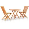 Image de vidaXL Ensemble de Bistro 3 pcs avec Coussins Salon de Jardin Ensemble de Meubles d'Extérieur Mobilier de Patio Crème Bois de Teck Massif