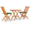 Image de vidaXL Ensemble de Bistro 3 pcs avec Coussins Vert Bois de Teck Massif