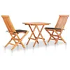 Image de vidaXL Ensemble de Bistro 3pcs avec Coussins Taupe Bois de Teck Massif