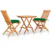 Image de vidaXL Ensemble de bistro 3 pcs avec coussins vert Bois de teck massif