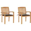 Image de vidaXL Chaises de jardin lot de 2 et coussins taupe Bois teck massif