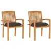 Image de vidaXL Lot de 2 Chaises de Jardin avec Coussins, Sièges de Terrasse, Chaises de Salle à Manger, Meubles de Patio Extérieur, Taupe Bois Teck Massif