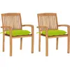 Image de vidaXL Chaises de jardin lot de 2 avec coussins vert vif Teck massif
