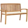 Image de vidaXL Banc de jardin empilable et coussin 128,5cm Bois de teck massif