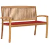Image de vidaXL Banc de jardin empilable et coussin 128,5cm Bois de teck massif