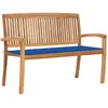 Image de vidaXL Banc de jardin empilable et coussin 128,5cm Bois de teck massif
