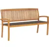 Image de vidaXL Banc de jardin empilable et coussin 159 cm Bois de teck massif