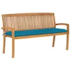 Image de vidaXL Banc de Jardin Empilable et Coussin Banc de Terrasse Meuble d'Extérieur Meuble de Jardin Banc de Parc Patio 159 cm Bois de Teck Massif