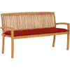 Image de vidaXL Banc de jardin empilable et coussin 159 cm Bois de teck massif