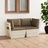 Image de vidaXL Canapé palette à 2 places de jardin avec coussins Bois d'épicéa