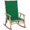 Image de vidaXL Chaise à Bascule avec Coussin Fauteuil à Bascule de Terrasse Chaise à Bascule de Patio Fauteuil de Véranda Jardin Extérieur Bambou