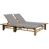 Image de vidaXL Chaise longue pour 2 personnes avec coussins Bambou