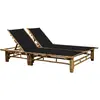 Image de vidaXL Chaise longue pour 2 personnes avec coussins Bambou