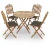Image de vidaXL Mobilier à dîner d'extérieur pliable 5 pcs avec coussins bambou