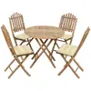 Image de vidaXL Ensemble à manger d'extérieur pliable 5pcs avec coussins Bambou