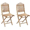 Image de vidaXL Lot de 2 Chaises Pliables de Jardin avec Coussins, Sièges de Terrasse, Chaises de Salle à Manger, Meubles de Patio Extérieur, Bambou