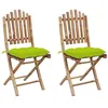 Image de vidaXL 2X Chaises Pliables de Jardin avec Coussins Chaises de Terrasse Sièges de Jardin Chaises d'Extérieur Sièges de Patio Bambou