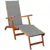 Image de vidaXL Chaise longue d'extérieur repose-pied et coussin Acacia solide
