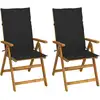 Image de vidaXL Chaises inclinables de jardin lot de 2 et coussins Bois acacia