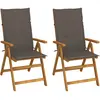 Image de vidaXL Chaises inclinables de jardin lot de 2 et coussins Bois acacia