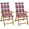 Image de vidaXL Lot de 2 Chaises Inclinables de Jardin avec Coussins, Sièges de Terrasse, Chaises de Salle à Manger, Meubles de Patio Extérieur, Bois Acacia