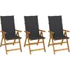 Image de vidaXL Chaises pliables de jardin lot de 3 avec coussins Bois d'acacia