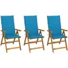 Image de vidaXL Chaises pliables de jardin lot de 3 avec coussins Bois d'acacia