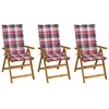 Image de vidaXL Lot de 3 Chaises Pliables de Jardin avec Coussins, Sièges de Terrasse, Chaises de Salle à Manger, Meubles de Patio Extérieur, Bois d'Acacia