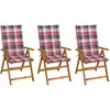 Image de vidaXL Chaises pliables de jardin lot de 3 avec coussins Bois d'acacia