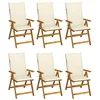 Image de vidaXL Lot de 6 Chaises Pliables de Jardin avec Coussins, Sièges de Terrasse, Chaises de Salle à Manger, Meubles de Patio Extérieur, Bois d'Acacia