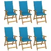 Image de vidaXL Lot de 6 Chaises Pliables de Jardin avec Coussins, Sièges de Terrasse, Chaises de Salle à Manger, Meubles de Patio Extérieur, Bois d'Acacia