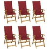 Image de vidaXL Lot de 6 Chaises Pliables de Jardin avec Coussins, Sièges de Terrasse, Chaises de Salle à Manger, Meubles de Patio Extérieur, Bois d'Acacia