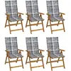 Image de vidaXL Chaises pliables de jardin lot de 6 avec coussins Bois d'acacia