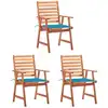 Image de vidaXL Chaises à manger d'extérieur lot de 3 et coussins Acacia massif