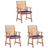 Image de vidaXL Chaises à manger d'extérieur lot de 3 et coussins Acacia massif